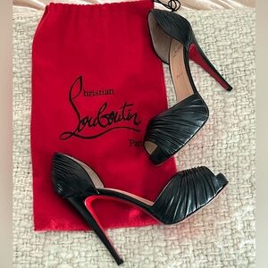 Christian Louboutin Black D'Orsay Peep Toe Heels